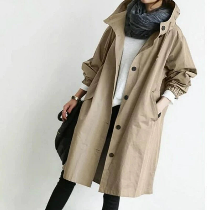 Oversized Hooded Trench Coat with Adjustable Collar 4