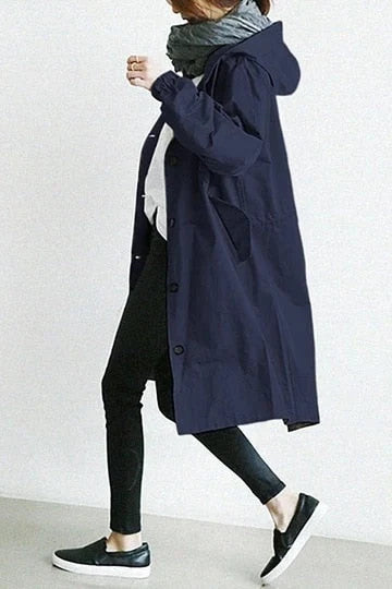 Oversized Hooded Trench Coat with Adjustable Collar 5