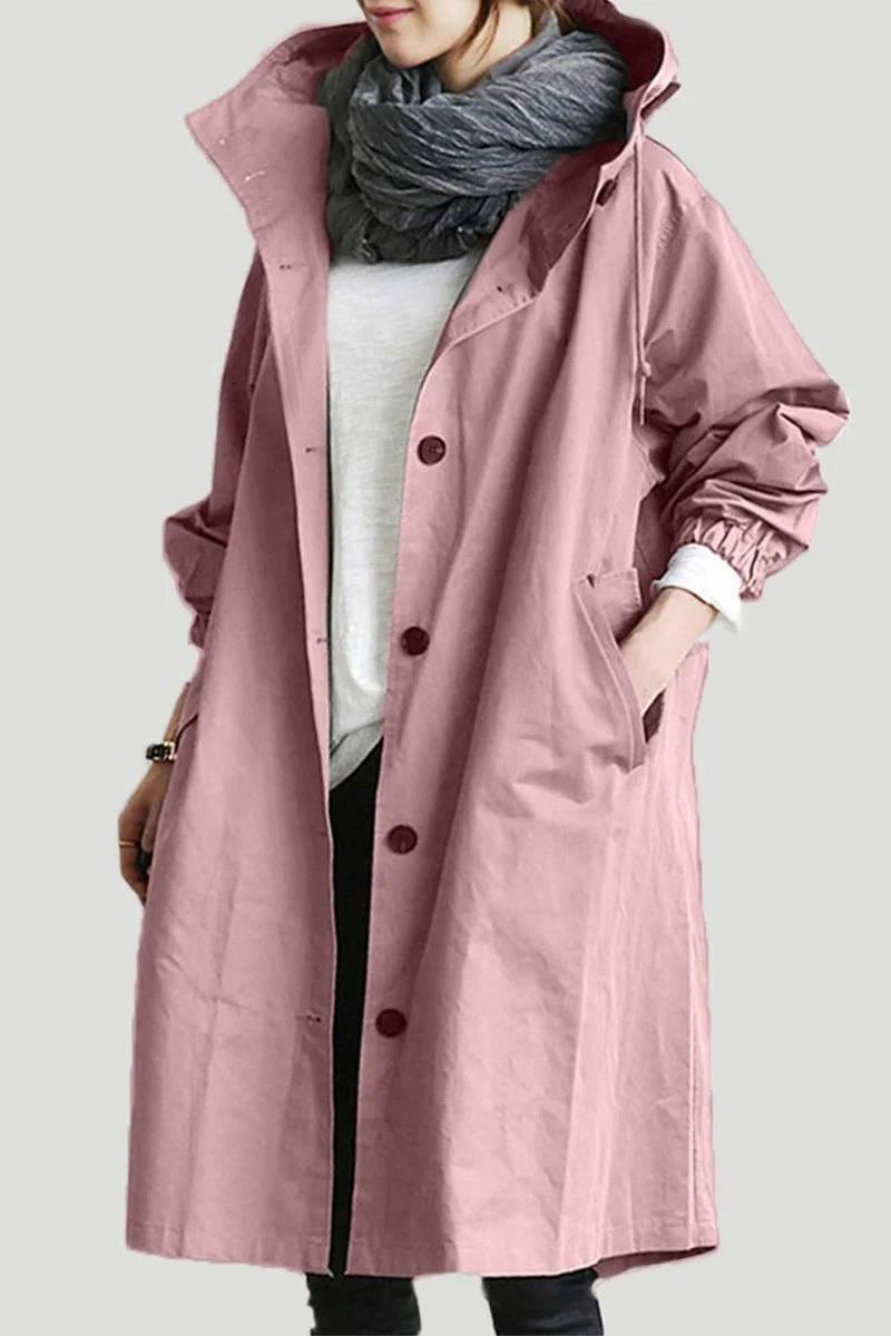 Oversized Hooded Trench Coat with Adjustable Collar 2