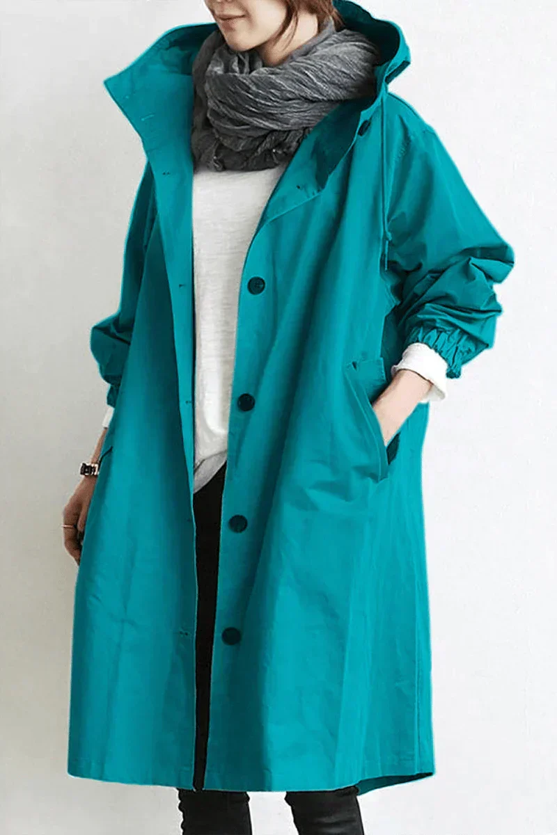 Oversized Hooded Trench Coat with Adjustable Collar 1