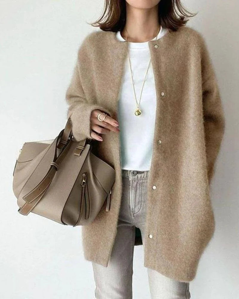 Oversized Knit Cardigan with Snap Button Closure 0