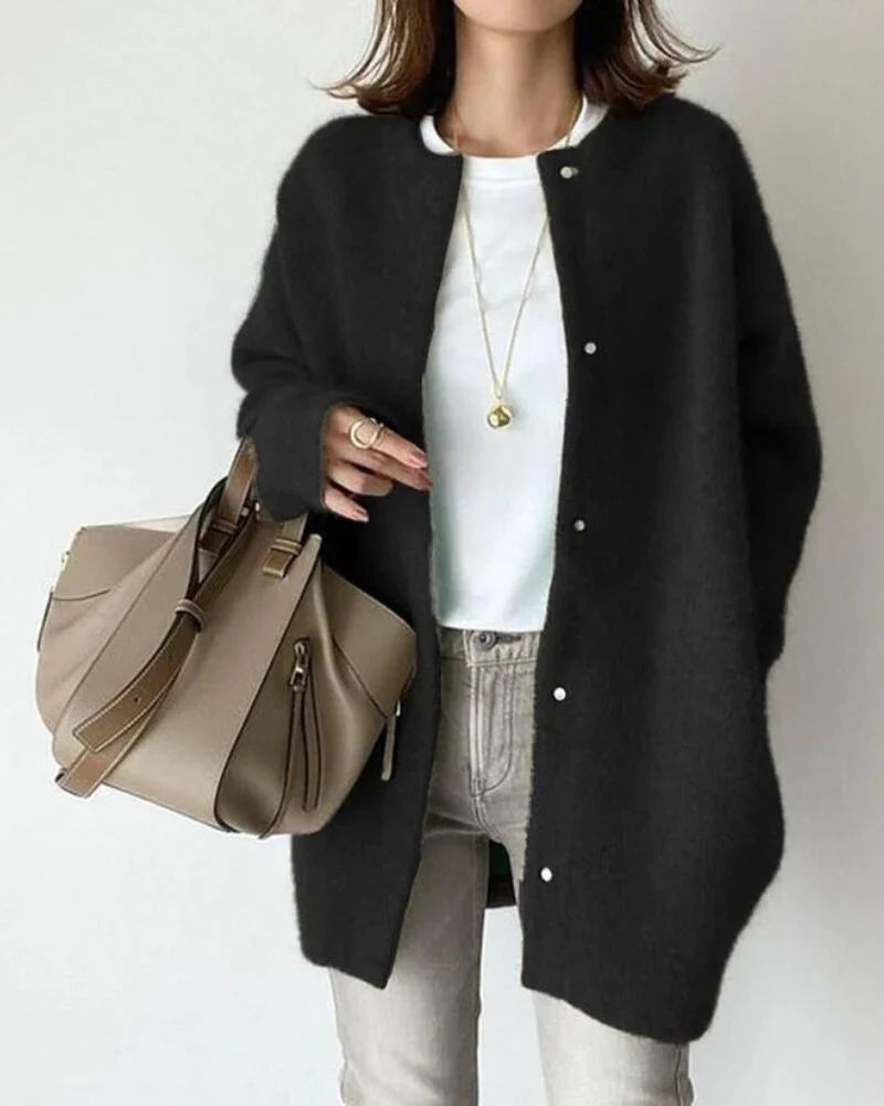 Oversized Knit Cardigan with Snap Button Closure 4