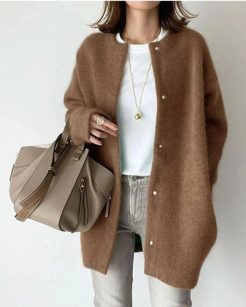 Oversized Knit Cardigan with Snap Button Closure 3