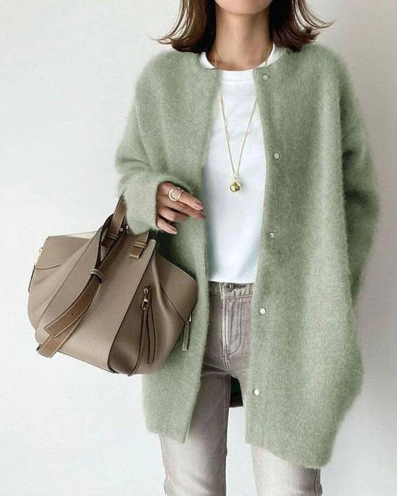 Oversized Knit Cardigan with Snap Button Closure 5