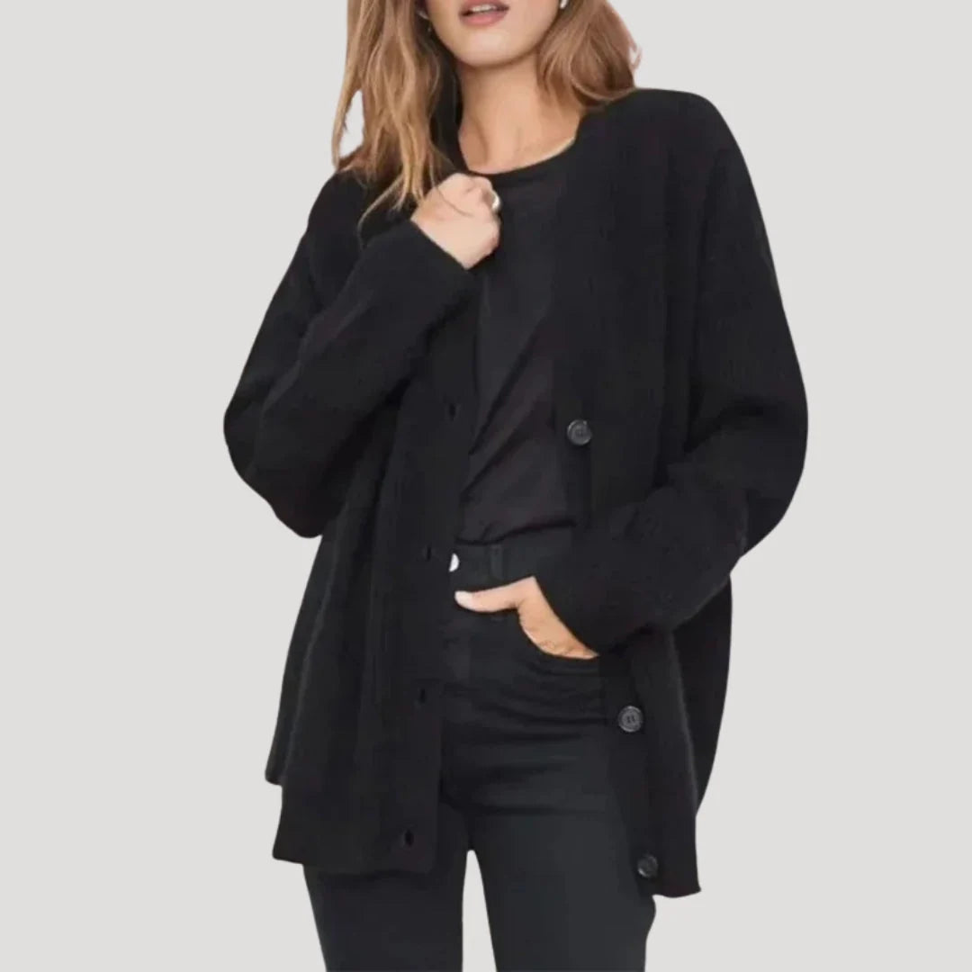 Oversized Knit Cardigan with V-Neck and Button Closure 5