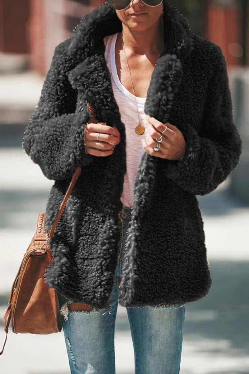 Oversized Teddy Coat with Wide Lapels 2