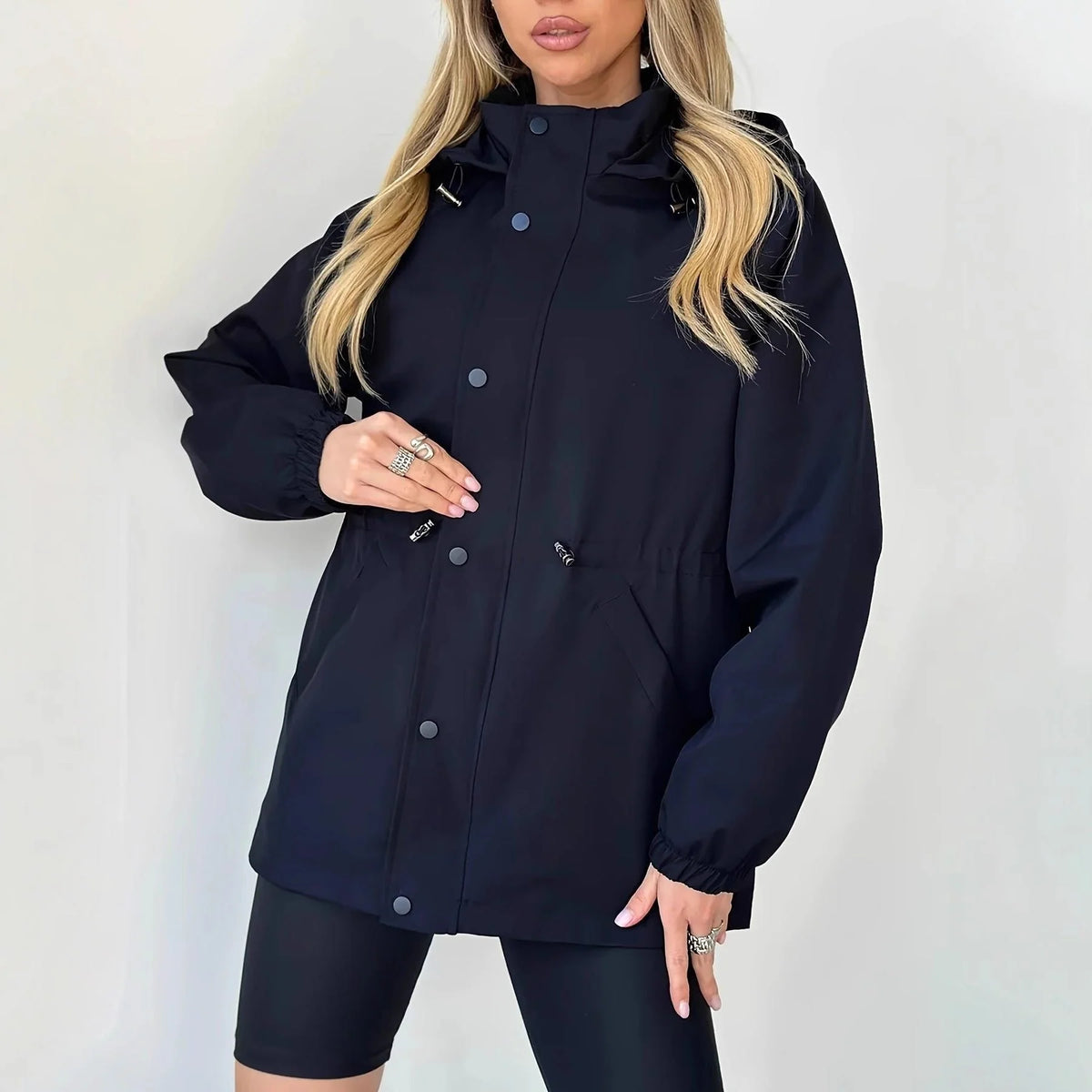 Oversized Women's Rain Jacket with Protective Hood 1