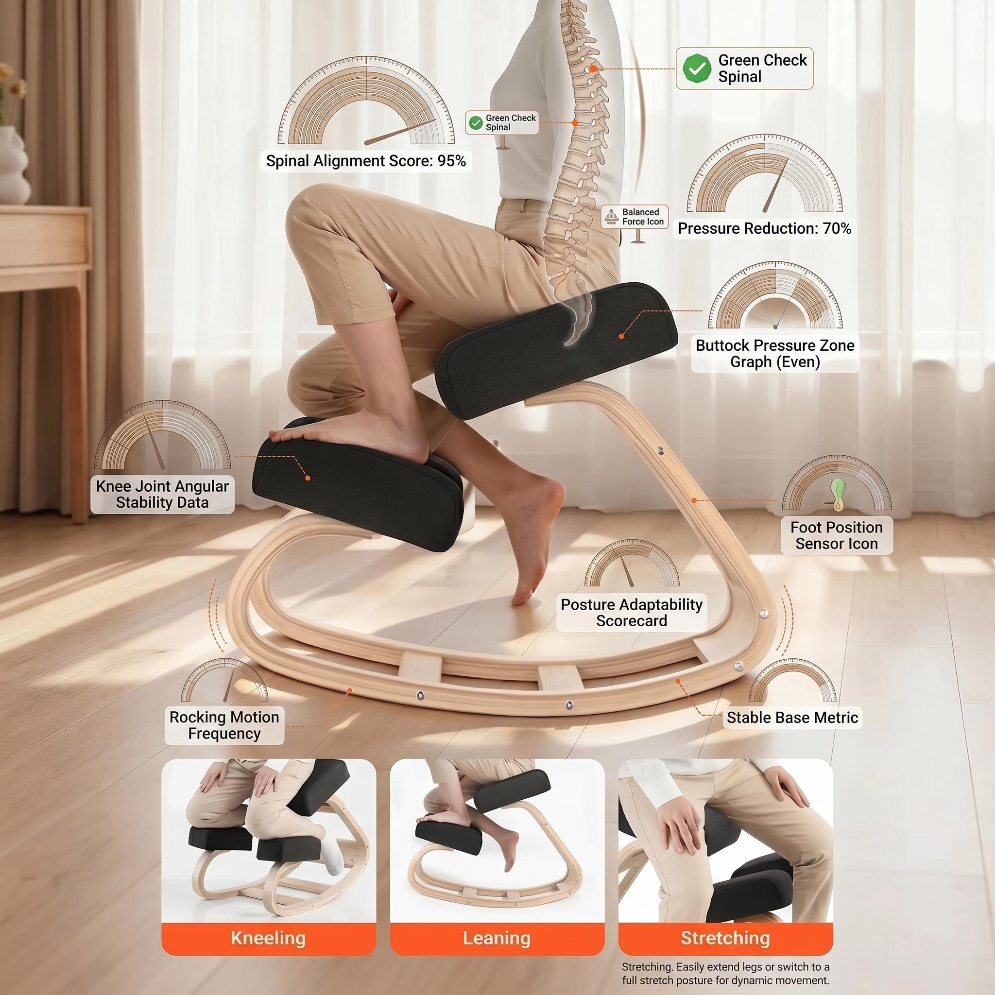 Posture Support Ergonomic Kneeling Chair
