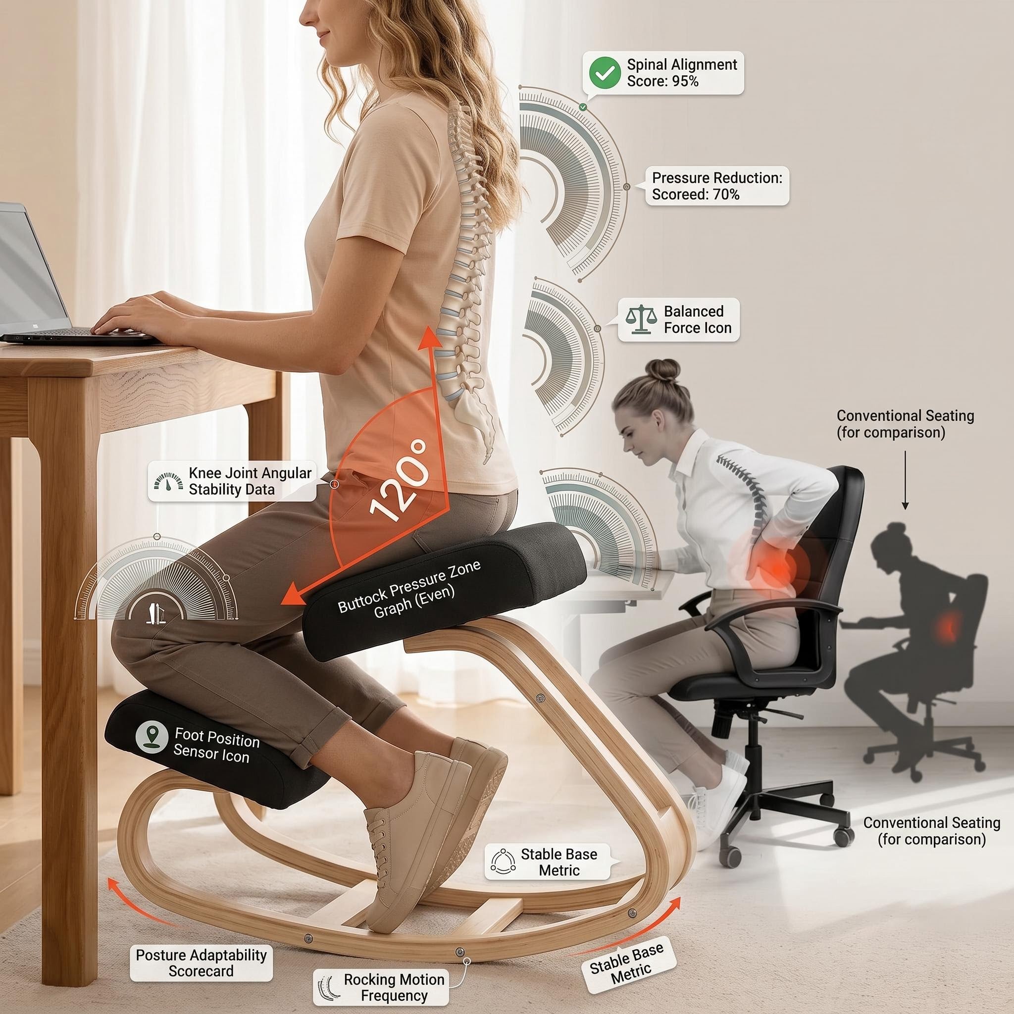 Posture Support Ergonomic Kneeling Chair