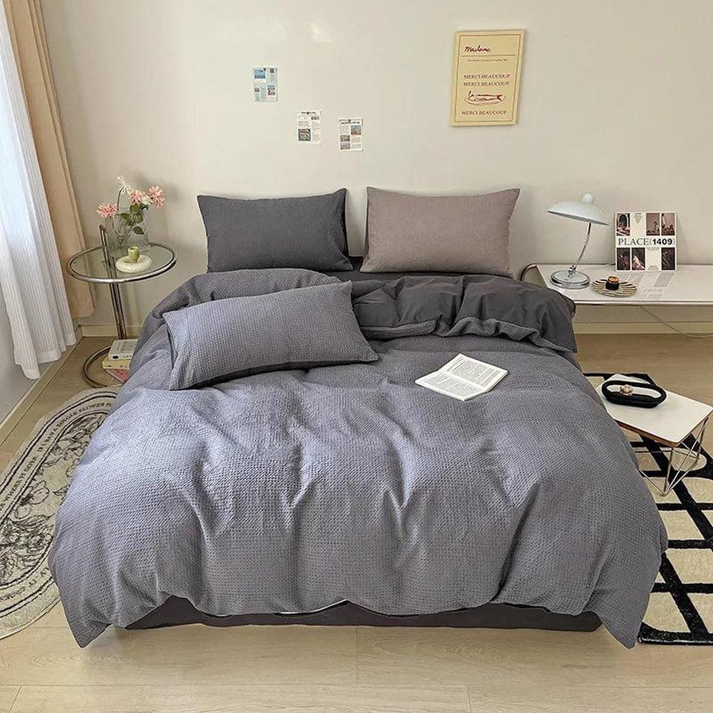 Pure Cotton Waffle Duvet Cover - Soft, Breathable, Skin-Friendly Queen Size
