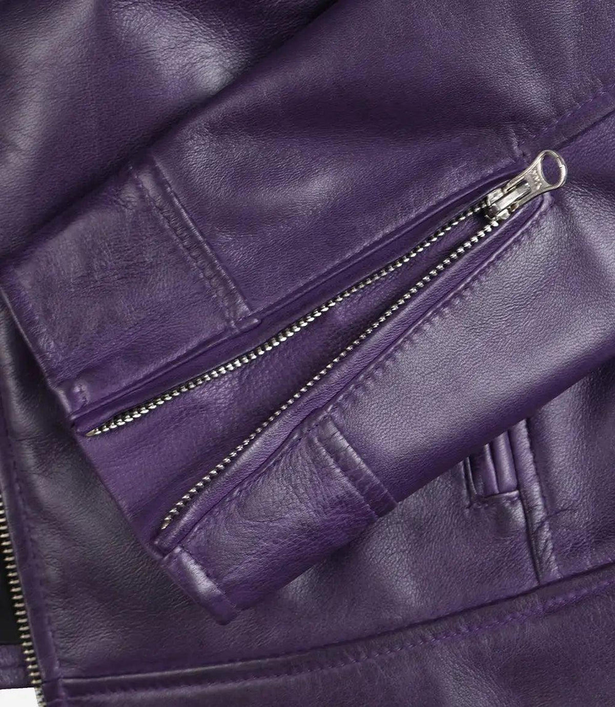 Purple Lambskin Leather Biker Jacket for Women-Leather Jackets-Glompi-Glompi