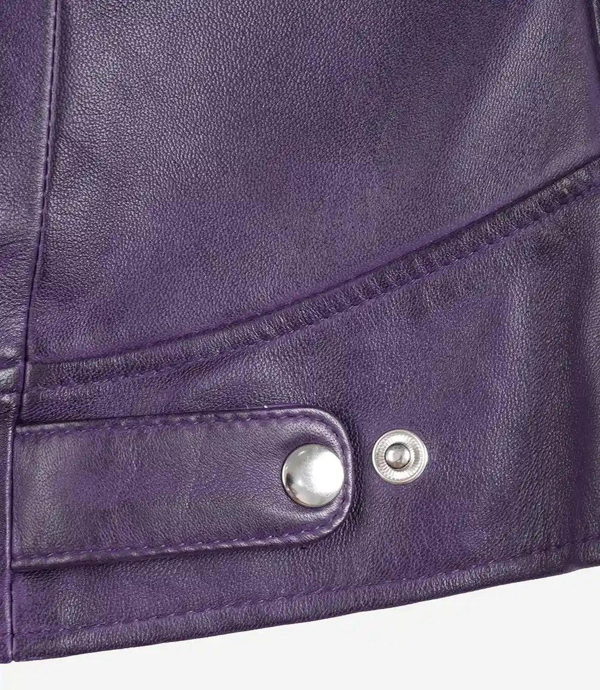 Purple Lambskin Leather Biker Jacket for Women-Leather Jackets-Glompi-Glompi