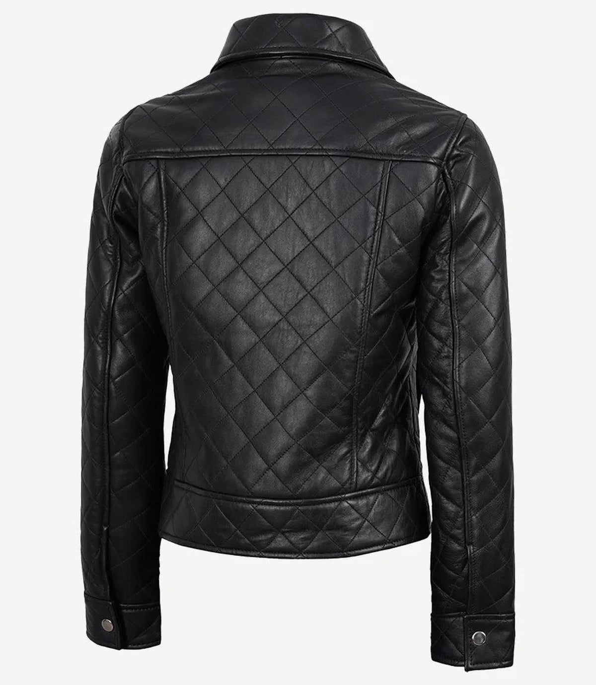 Quilted Black Leather Jacket for Women-Leather Jackets-Glompi-Glompi