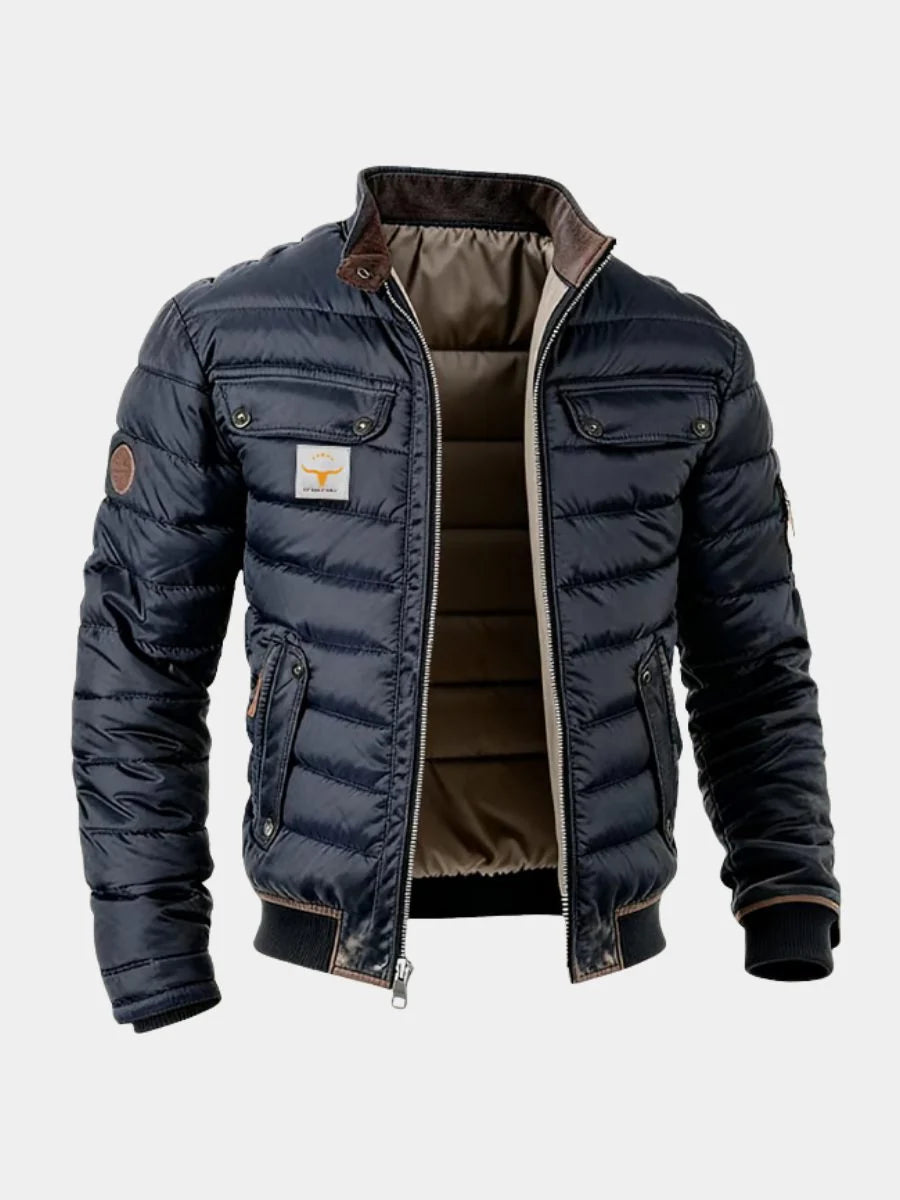 Quilted Mens Bomber Jacket with Ribbed Trims 1