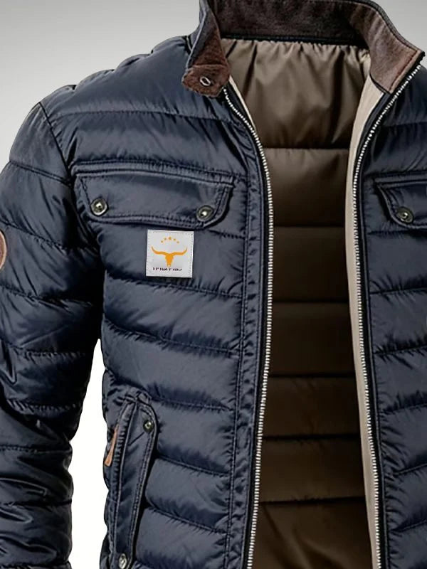 Quilted Mens Bomber Jacket with Ribbed Trims 3