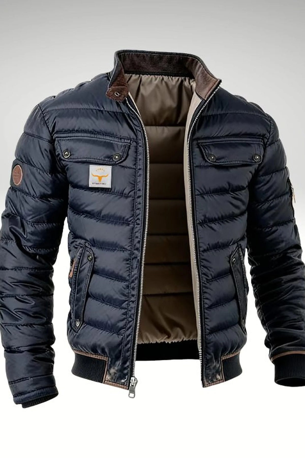 Quilted Mens Bomber Jacket with Ribbed Trims 0