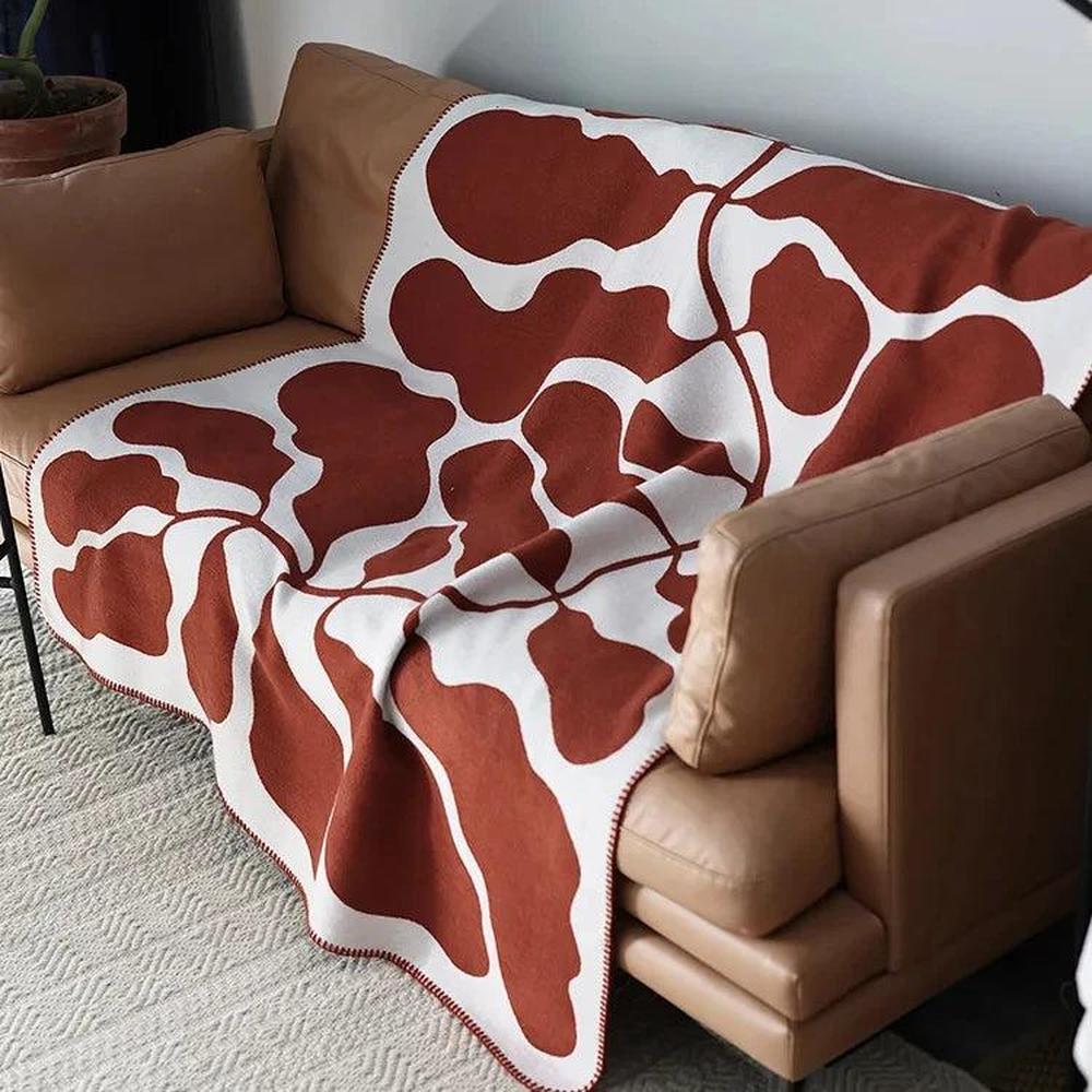 Retro Black & White Throw Blanket - Lightweight Woven Design for Sofa & Outdoor Use