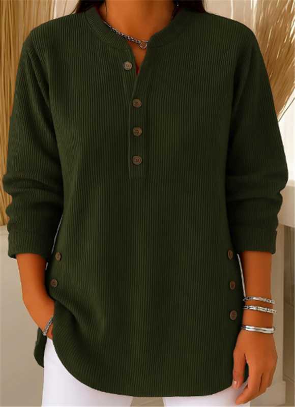 Ribbed Longline Tunic Top with Henley Neckline for Women 8