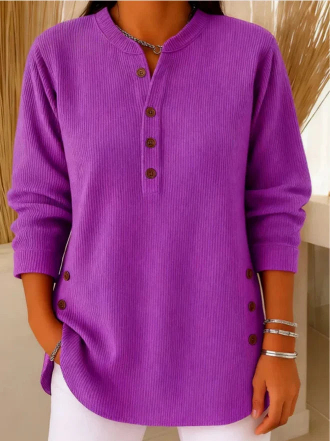 Ribbed Longline Tunic Top with Henley Neckline for Women 9