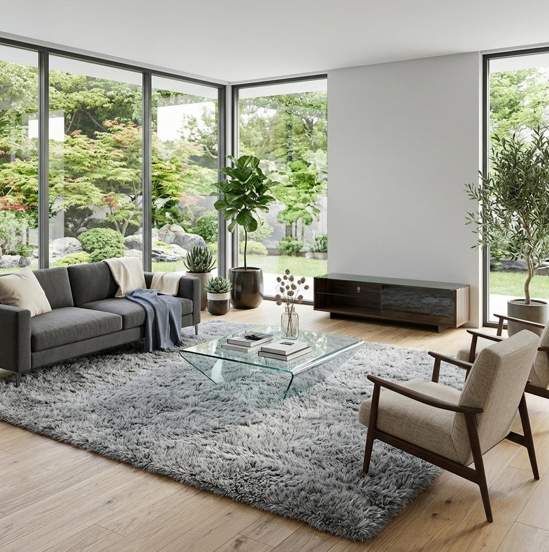 Scandinavian Plush Area Rug-Rugs-Glompi-Deep Gray-24" x47"in - 60 x 120cm-Glompi