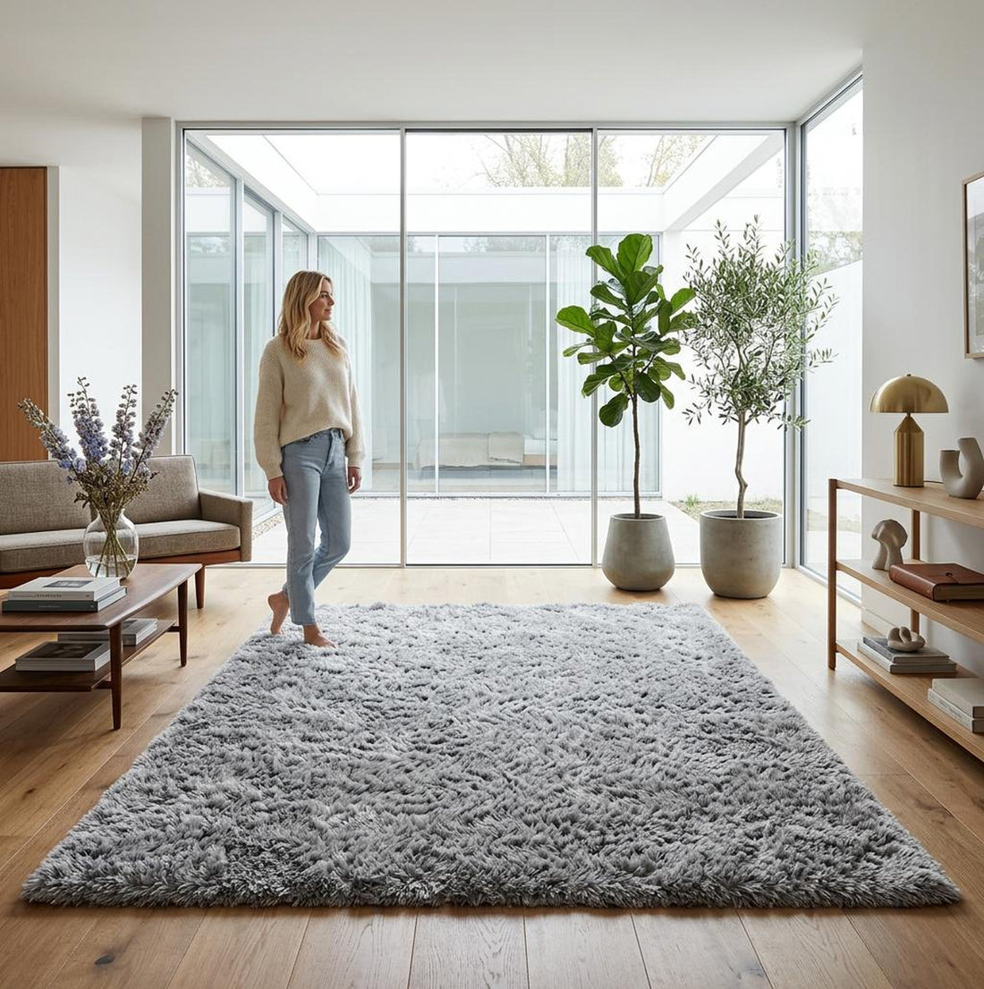 Scandinavian Plush Area Rug-Rugs-Glompi-Deep Gray-24" x47"in - 60 x 120cm-Glompi