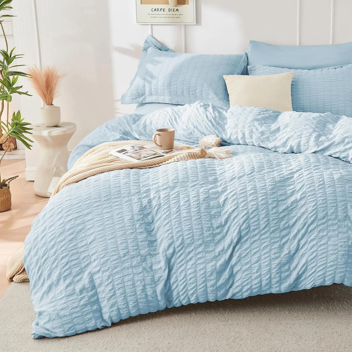 Seersucker Microfiber Duvet Cover Set-Duvet Covers-Glompi-Glompi