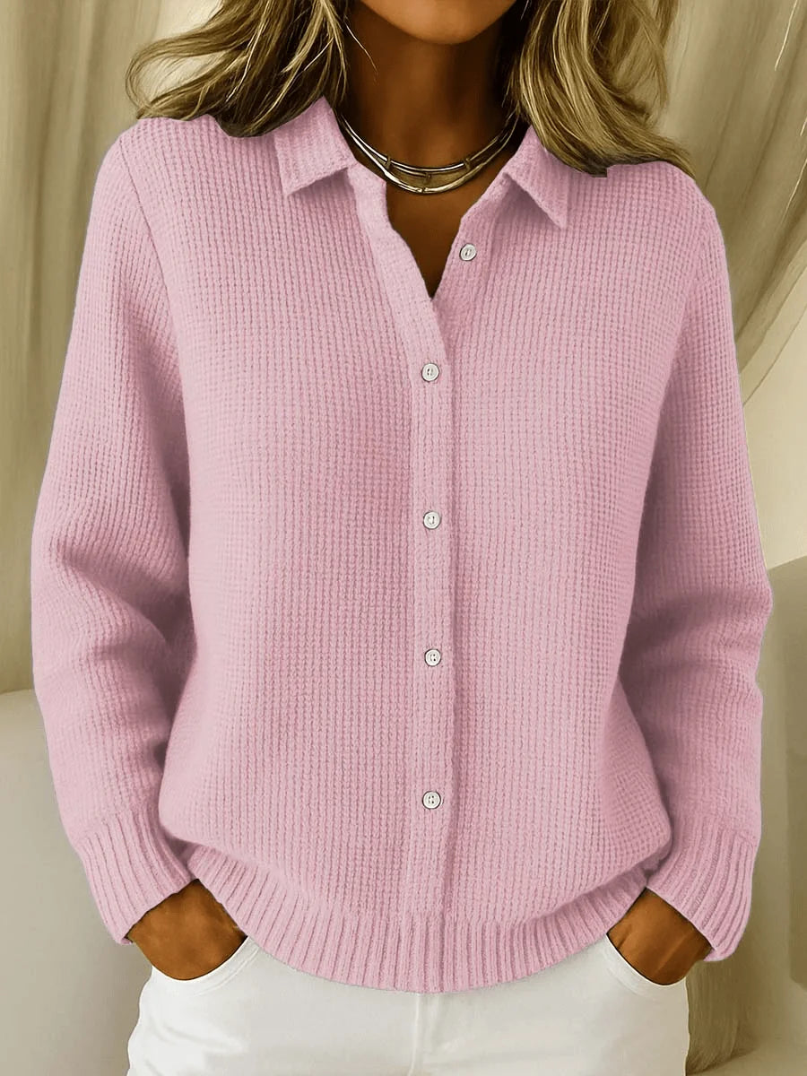 Shirt Collar Knit Cardigan Sweater for Women 2