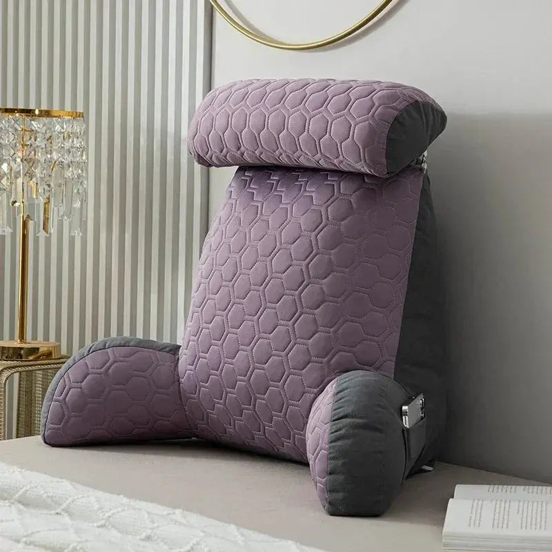 Silk Reading Pillow with Pockets - Backrest Pillow for Bed