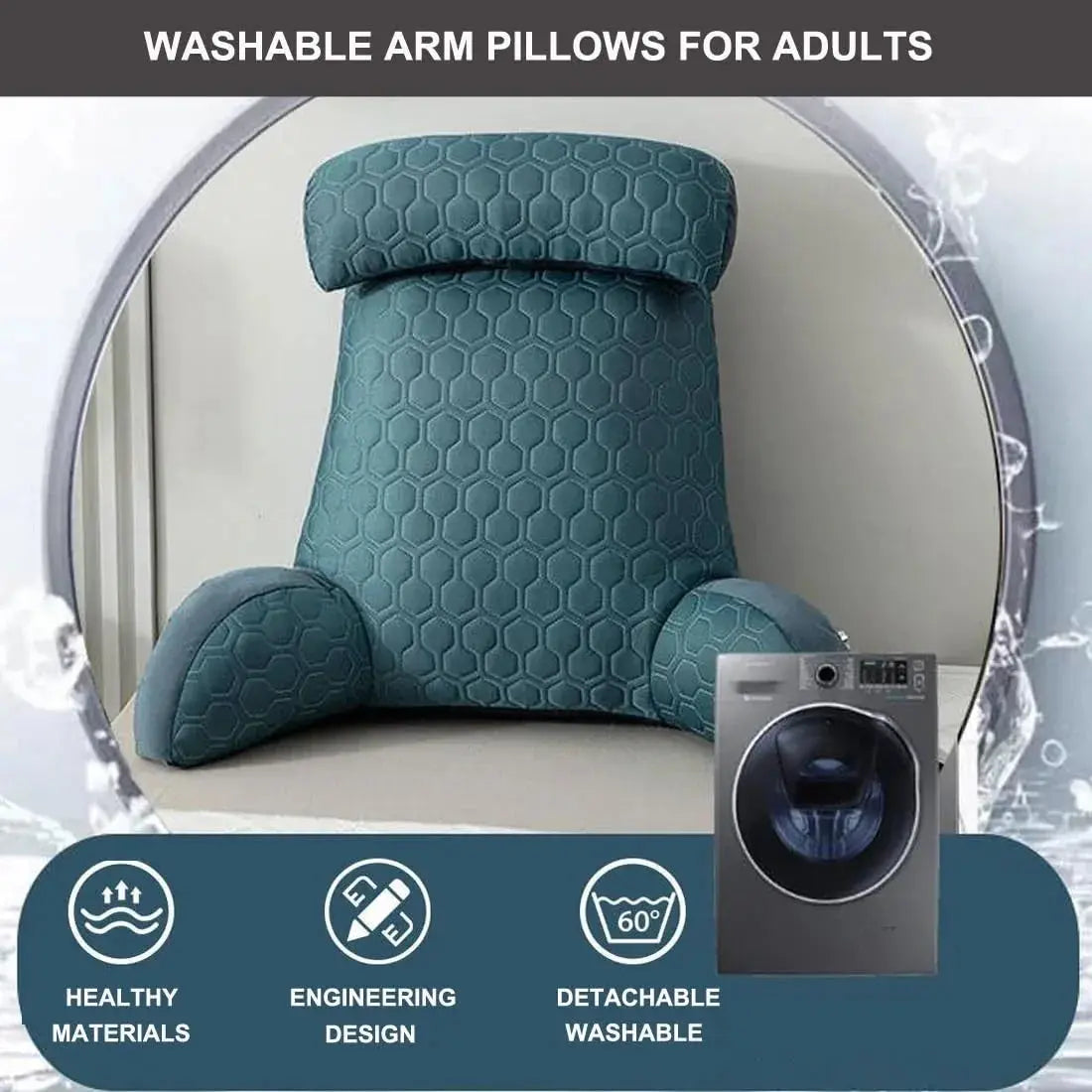 Silk Reading Pillow with Pockets - Backrest Pillow for Bed
