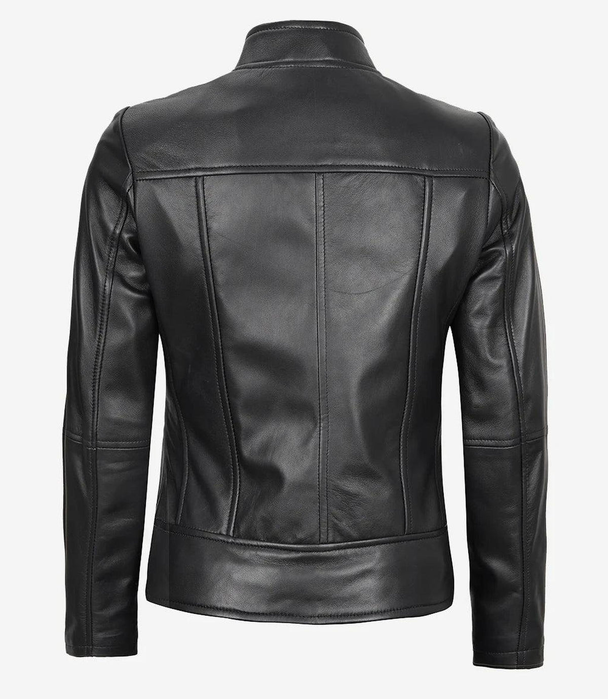 Slim Fit Black Leather Biker Jacket for Women-Leather Jackets-Glompi-Glompi