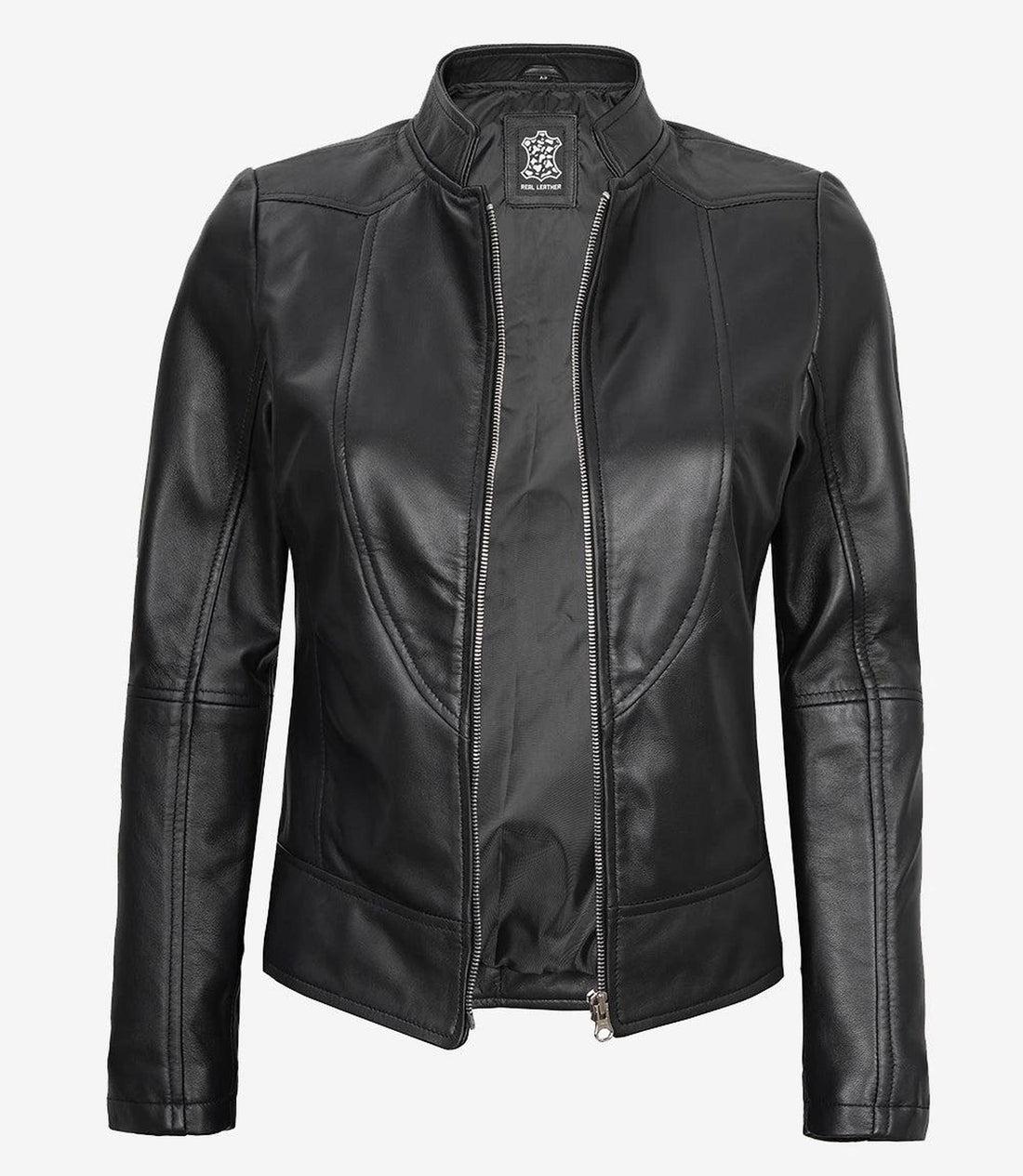 Slim Fit Black Leather Biker Jacket for Women-Leather Jackets-Glompi-XS-Glompi