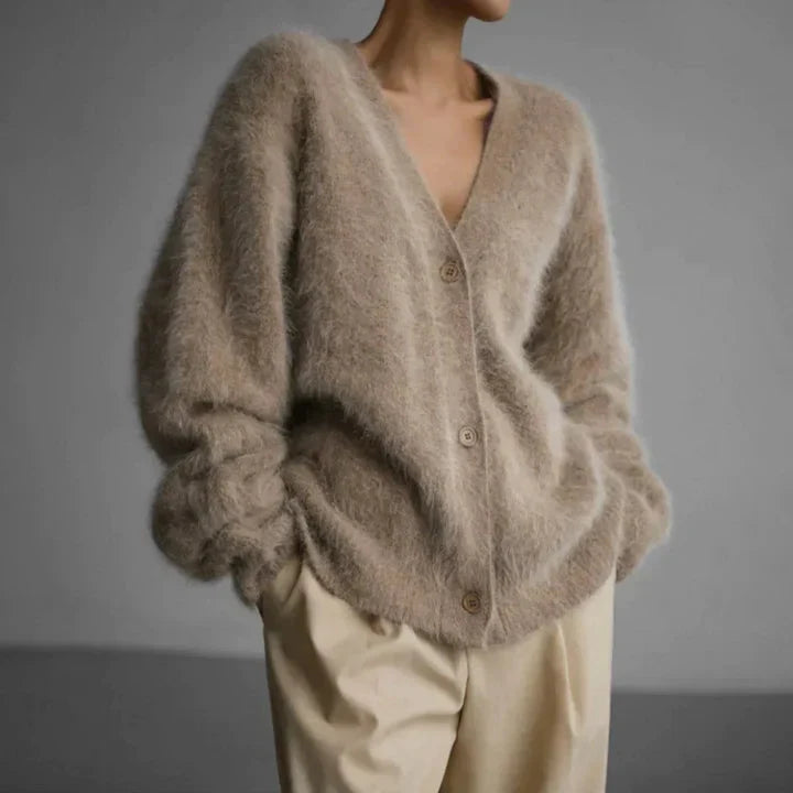 Soft Knit Cardigan with V-Neckline and Button Front 1