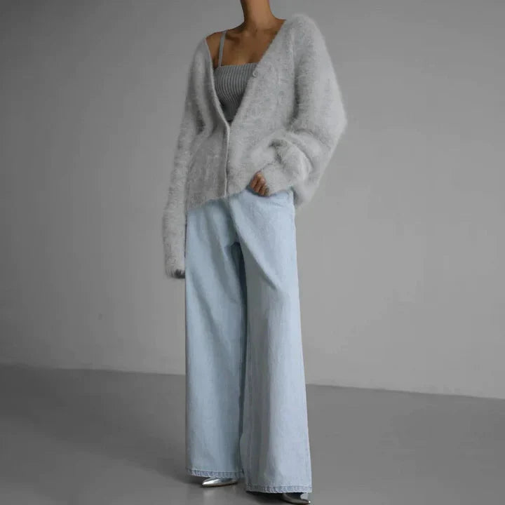 Soft Knit Cardigan with V-Neckline and Button Front 4