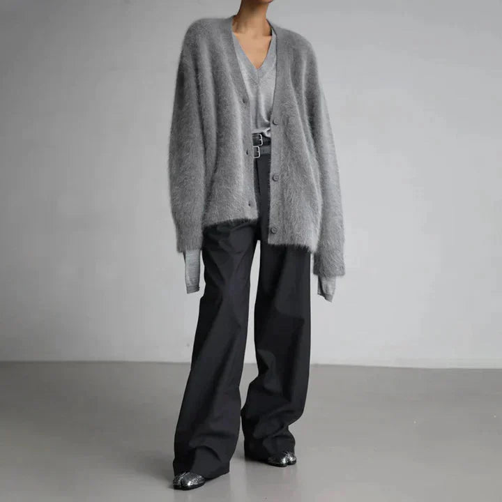 Soft Knit Cardigan with V-Neckline and Button Front 6