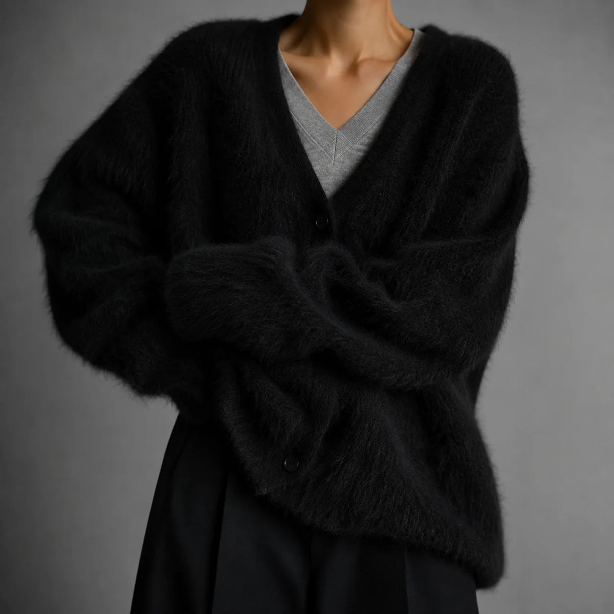 Soft Knit Cardigan with V-Neckline and Button Front 7