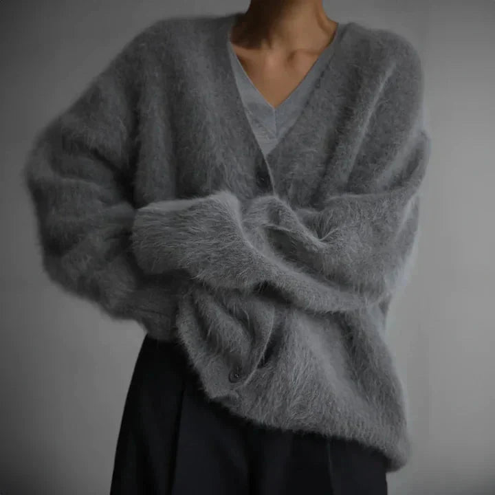 Soft Knit Cardigan with V-Neckline and Button Front 5