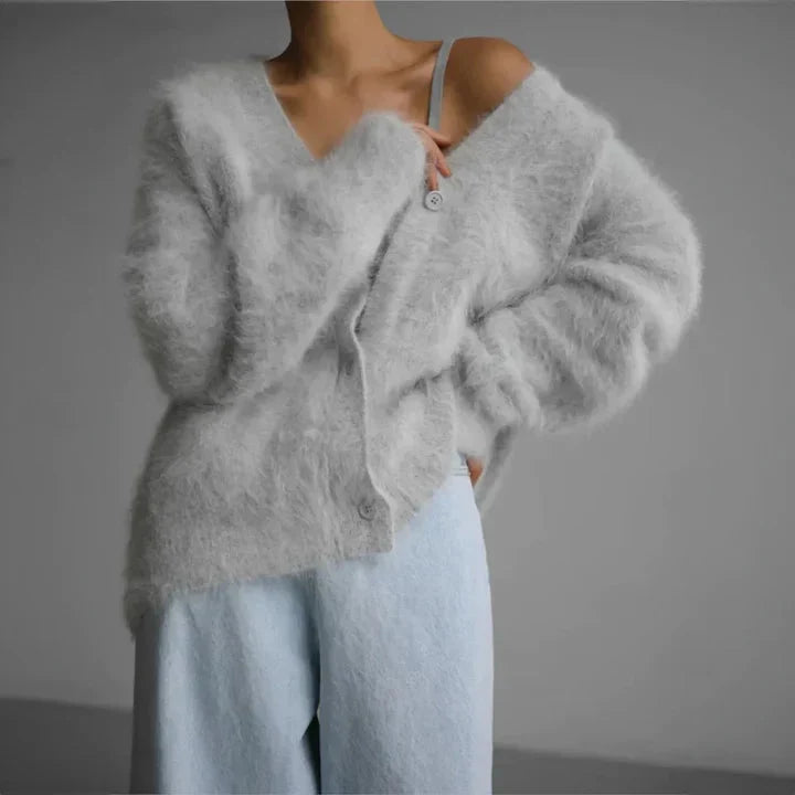 Soft Knit Cardigan with V-Neckline and Button Front 3