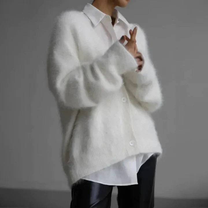 Soft Knit Cardigan with V-Neckline and Button Front 2