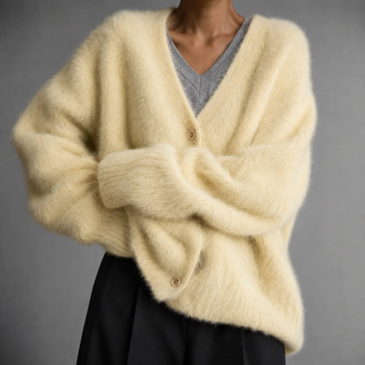 Soft Knit Cardigan with V-Neckline and Button Front 10