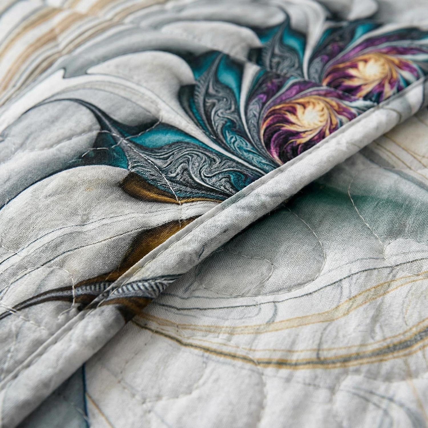 Elegant spiral floral printed duvet cover set in a bedroom setting.