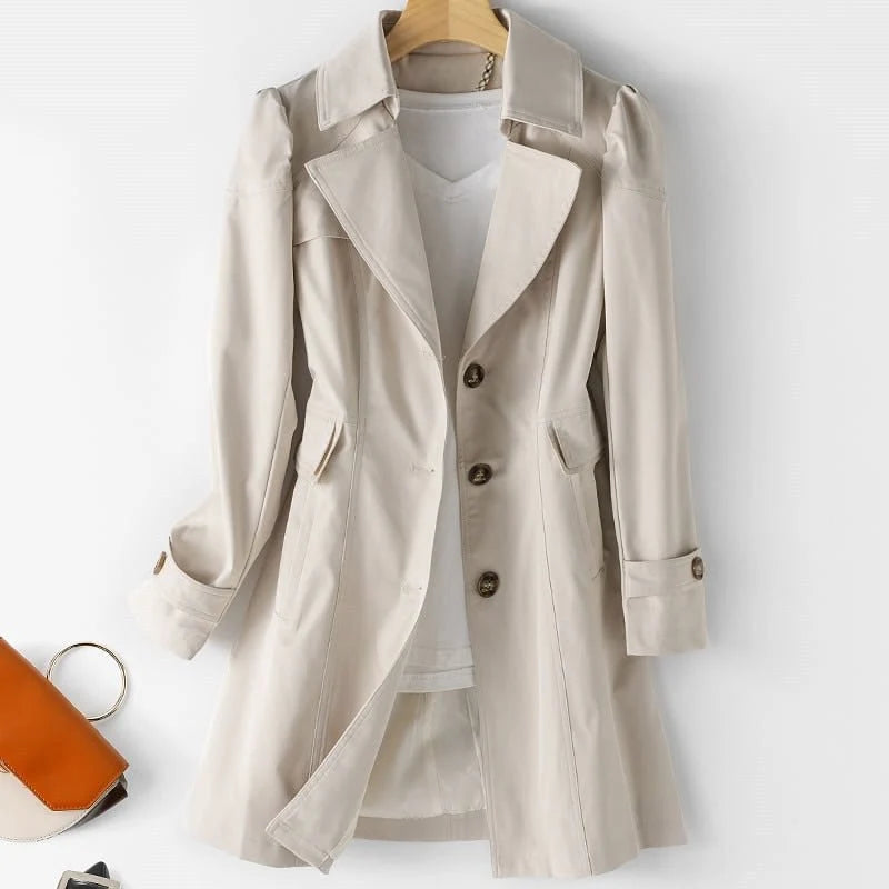 Tailored Trench Coat with Puff Shoulders 2