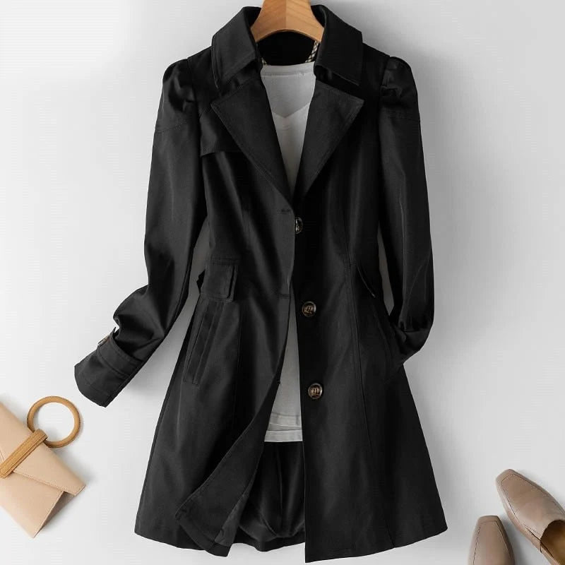 Tailored Trench Coat with Puff Shoulders 3