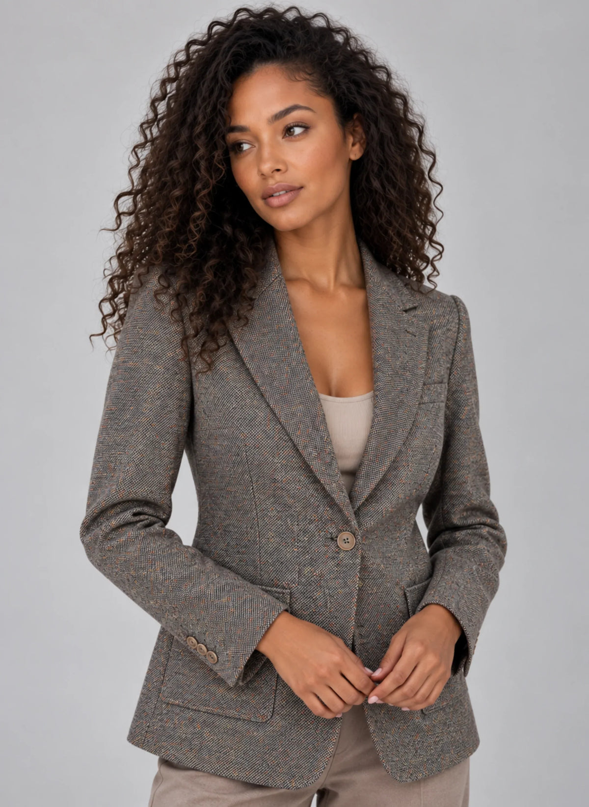 Tailored Wool Blend Women's Blazer in Three Colors 4