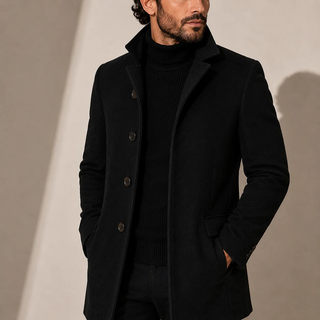 Tailored Stand Collar Men's Winter Coat for Stylish Everyday Wear 0