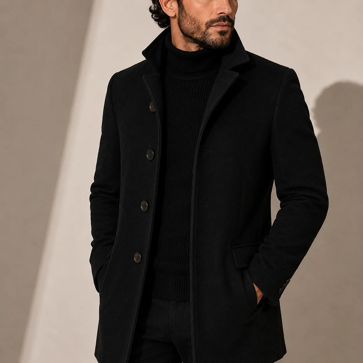 Tailored Stand Collar Men's Winter Coat for Stylish Everyday Wear 0
