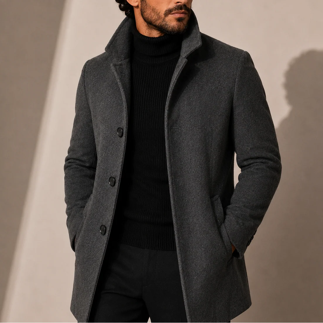 Tailored Stand Collar Men's Winter Coat for Stylish Everyday Wear 2