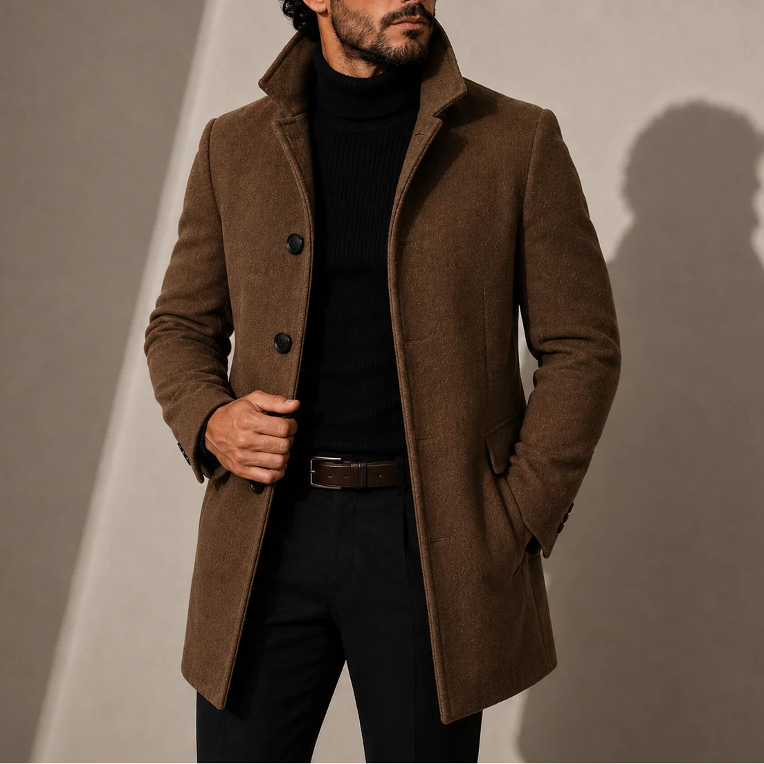Tailored Stand Collar Men's Winter Coat for Stylish Everyday Wear 3