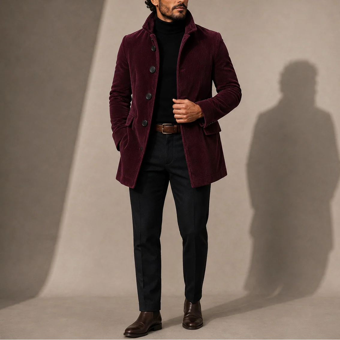 Tailored Stand Collar Men's Winter Coat for Stylish Everyday Wear 4