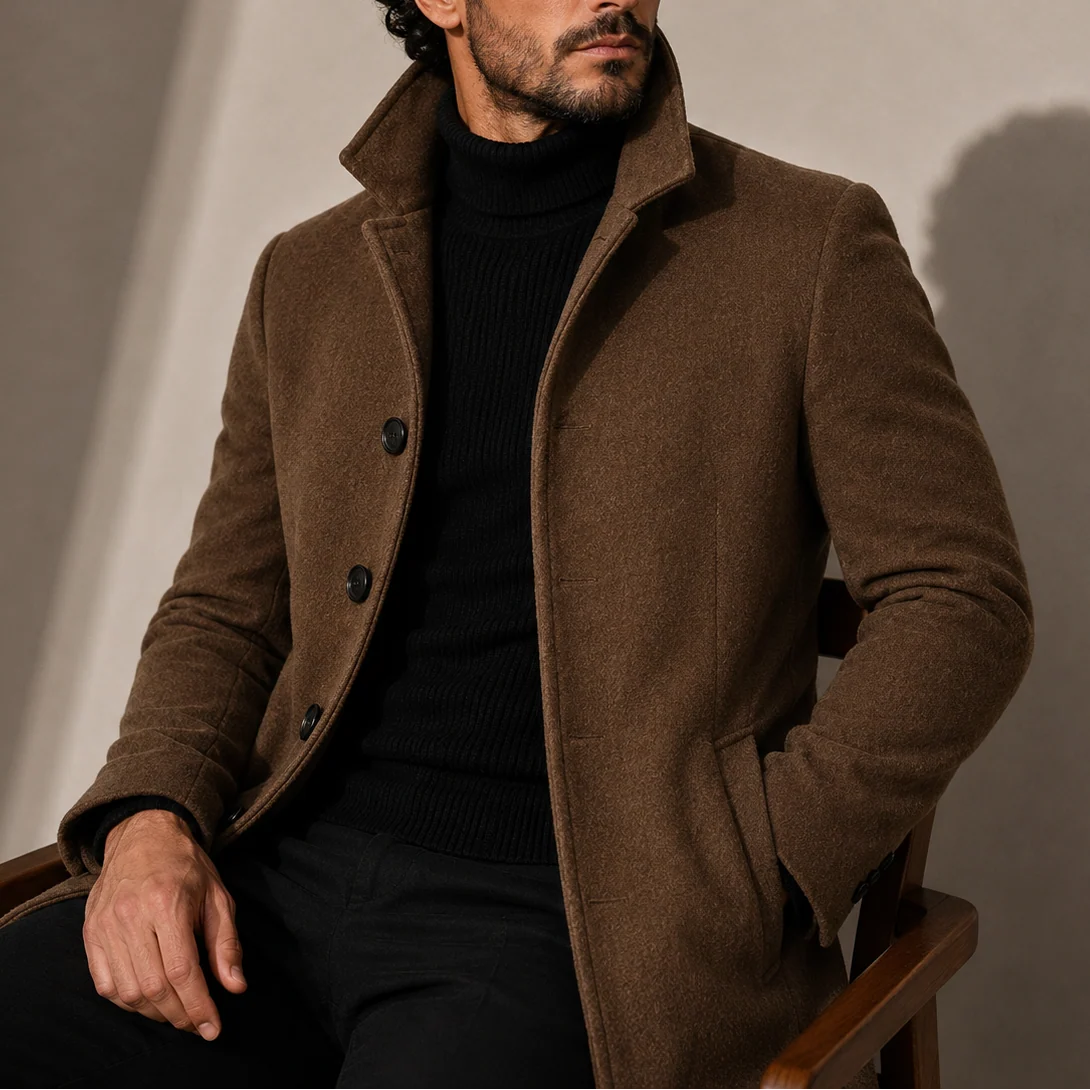 Tailored Stand Collar Men's Winter Coat for Stylish Everyday Wear 5