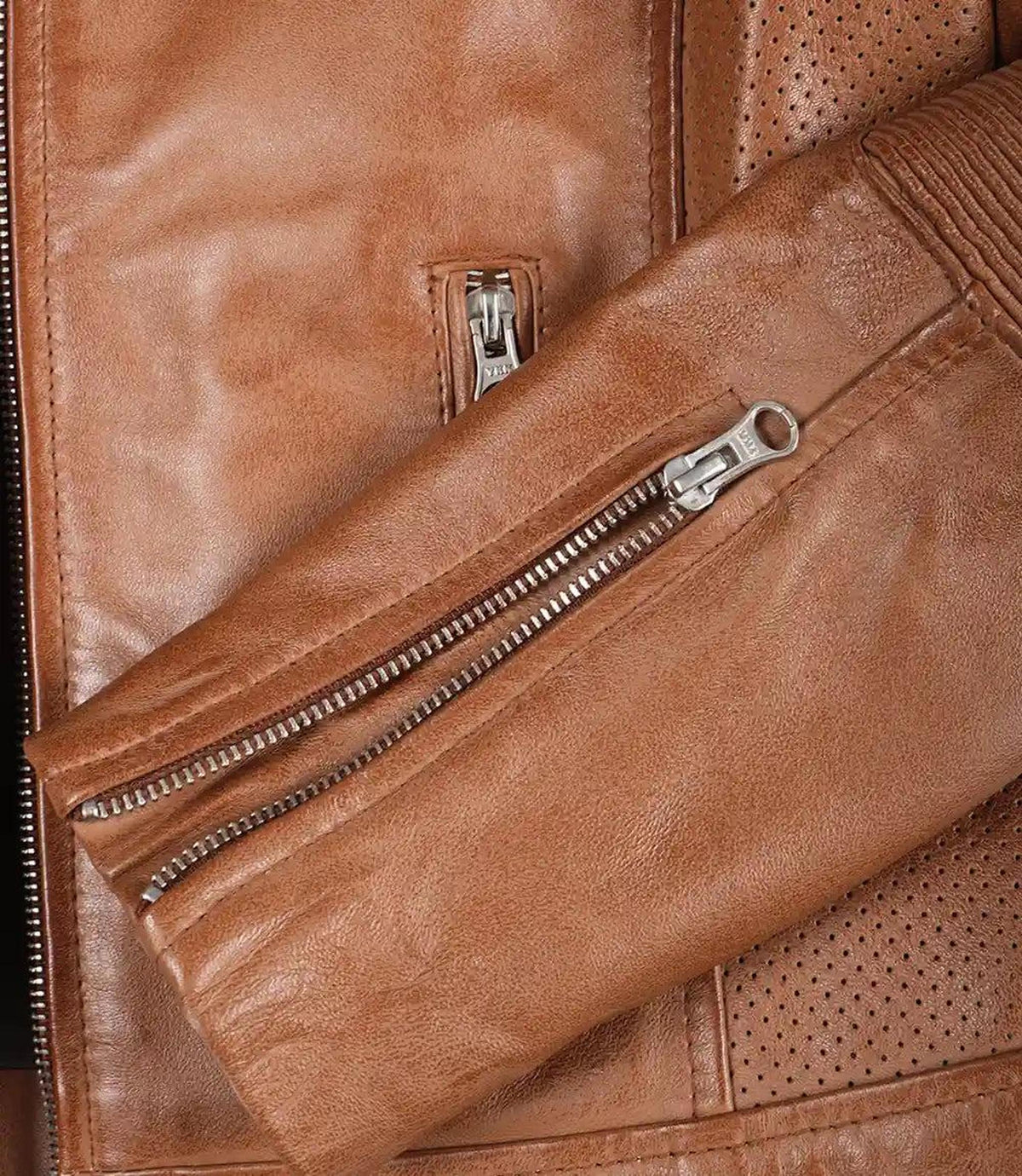 Tan Lambskin Leather Biker Jacket for Women-Leather Jackets-Glompi-Glompi